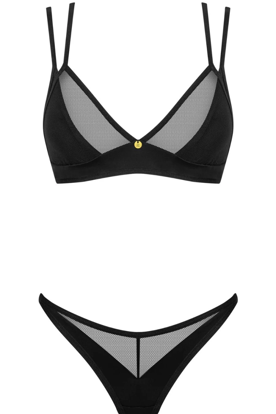 Obsessive Black Nesari Lace Bra and Thong Set - Sexy Lingerie