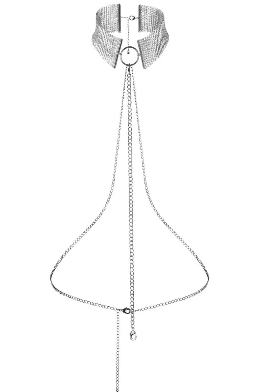 Bijoux Indiscrets Silver Metallic Mesh Chain Collar Necklace - Desir Metallique Elegant Jewelry