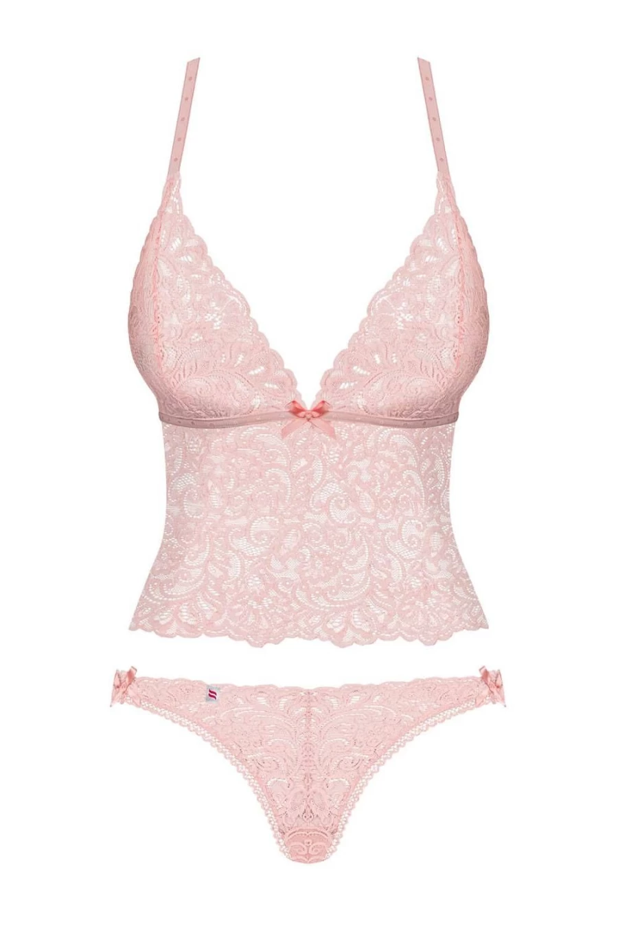 Obsessive Pink Lace Delicata Top & Brief Set - Women's Elegant Lingerie