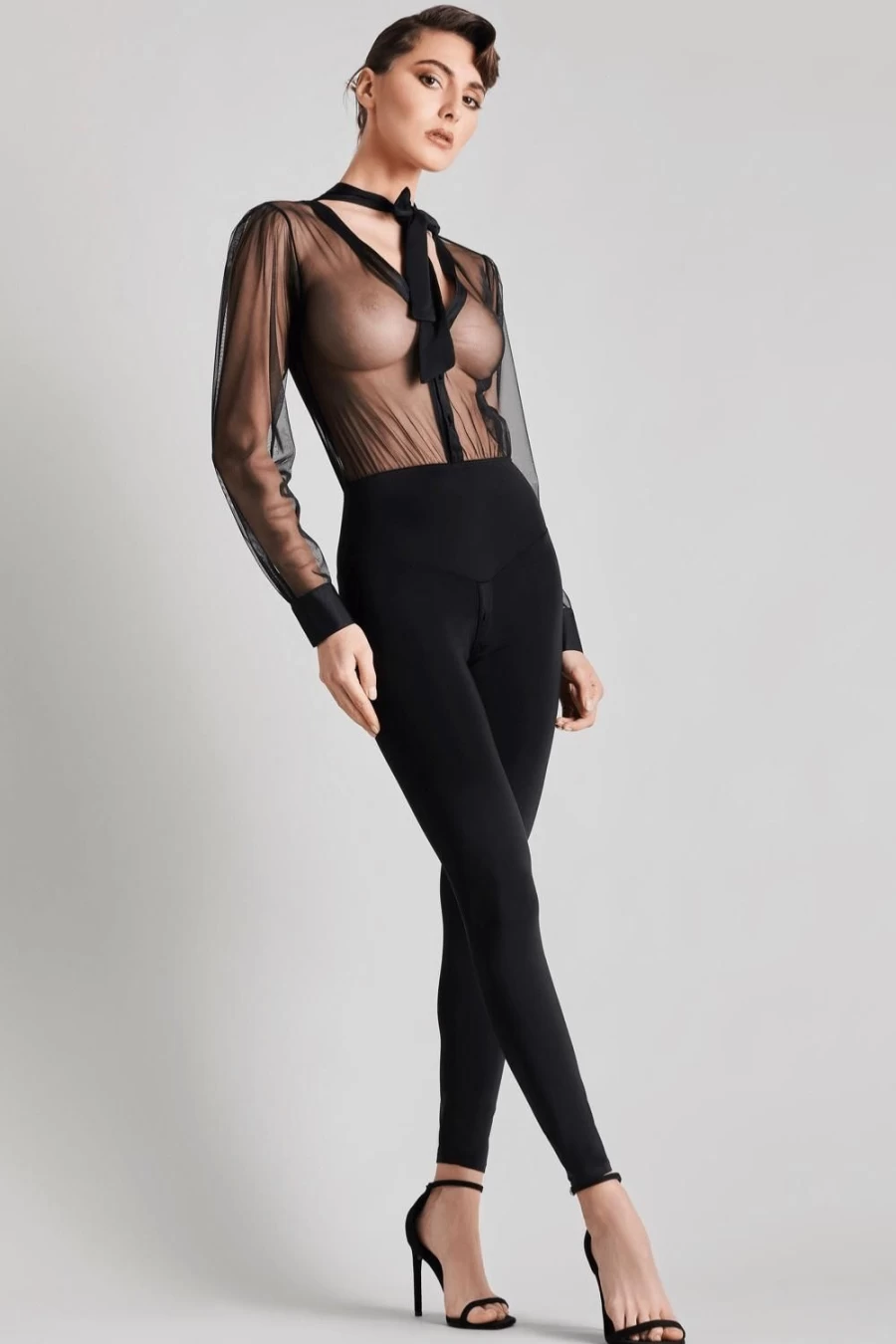 Maison Close Black Madame Reve Catsuit - Elegant Latex Bodysuit for Women