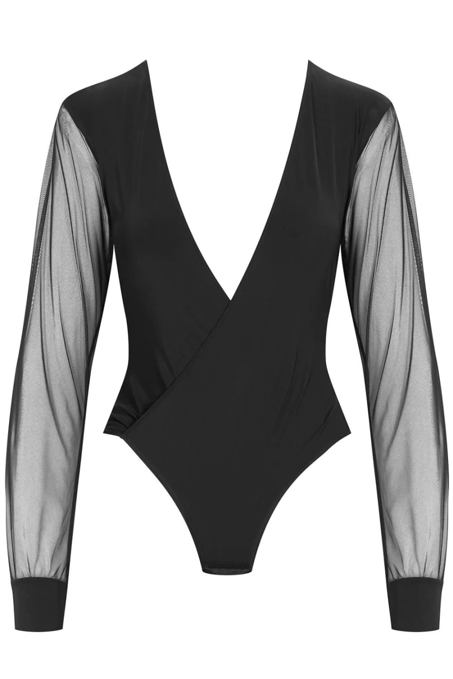 Maison Close Madame Reve Black Wrap Over Thong Bodysuit