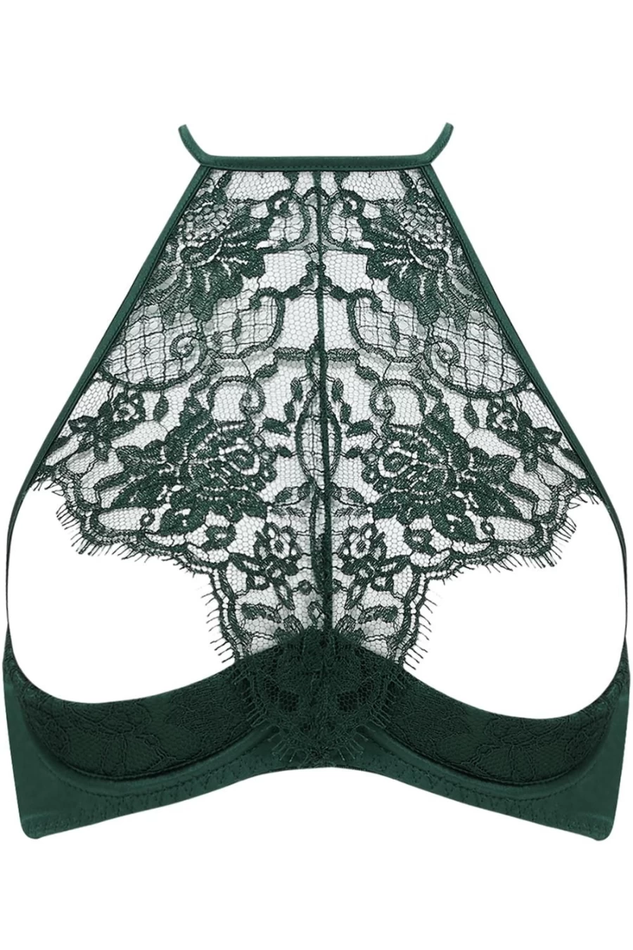 Coco de Mer Deep Green Hera Open Quarter Cup Lace Bra