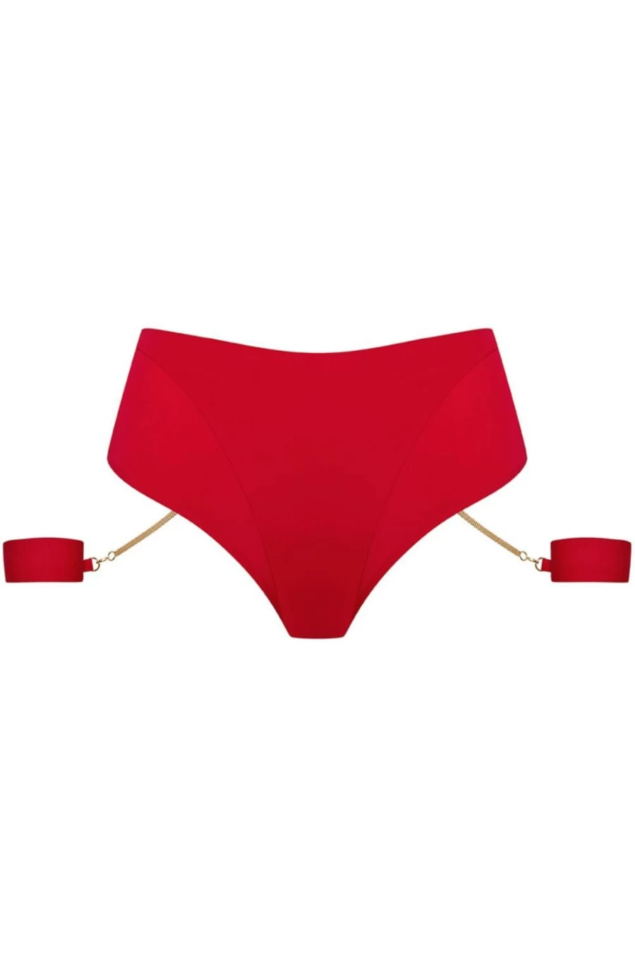 "Maison Close Red High Waist Openable Thong With Cuffs - Tapage Nocturne Collection"