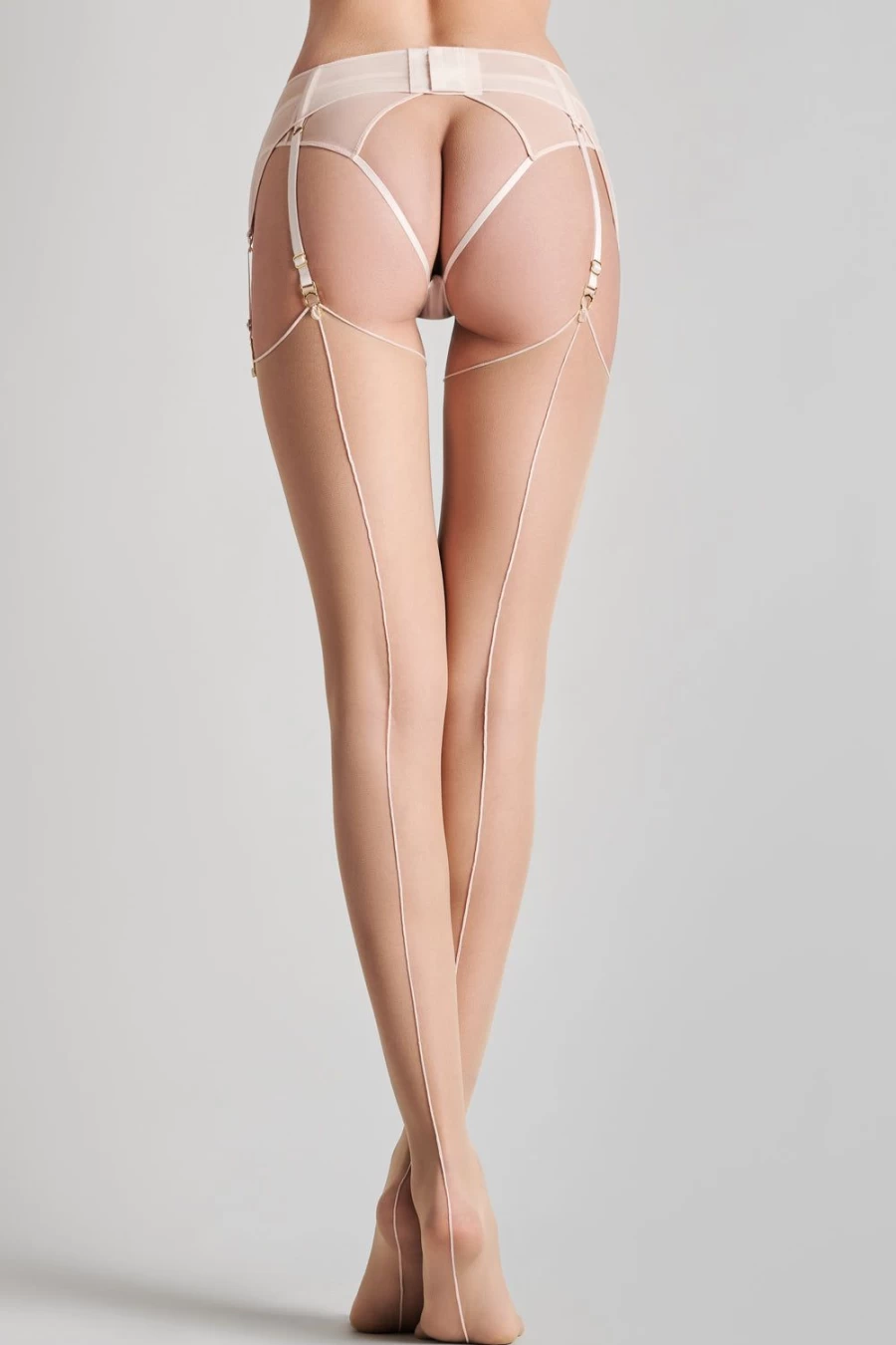 Maison Close Nude Pink Seam Cut & Curled Stockings - Elegant Lingerie Hosiery