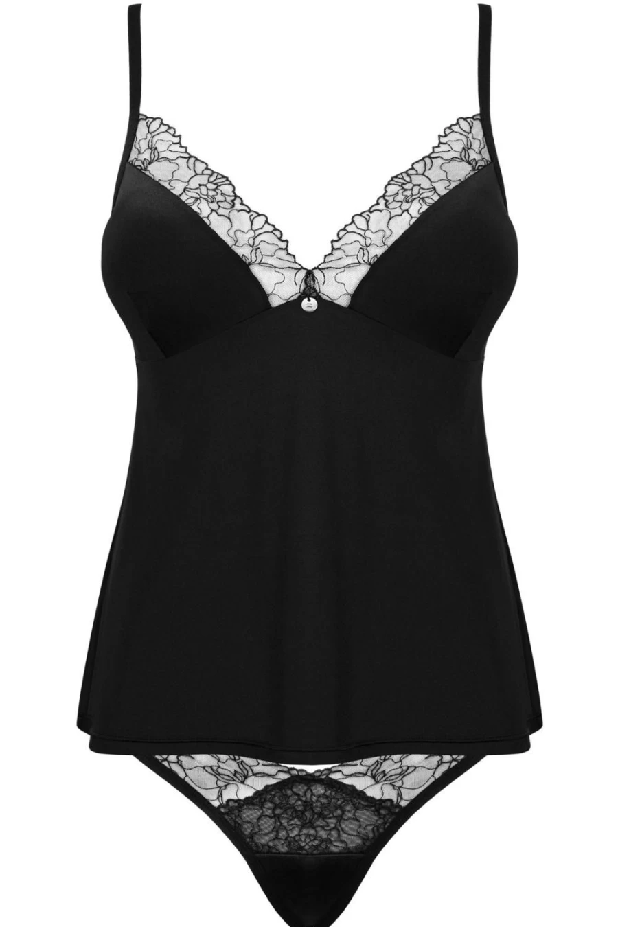 Obsessive Bella Rou Black Lace Top & Brief Set - Women's Stylish Underwear