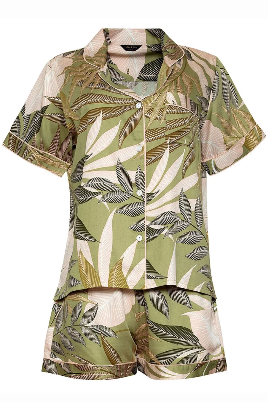 "Fable & Eve Richmond Leaf Print Shorty Set - Multi Color Summer Lounge Wear"