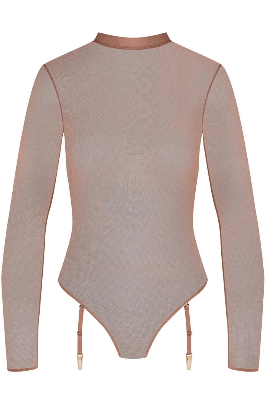 Maison Close Ginger Snap & Neon Pink Long Sleeve Thong Bodysuit Lingerie