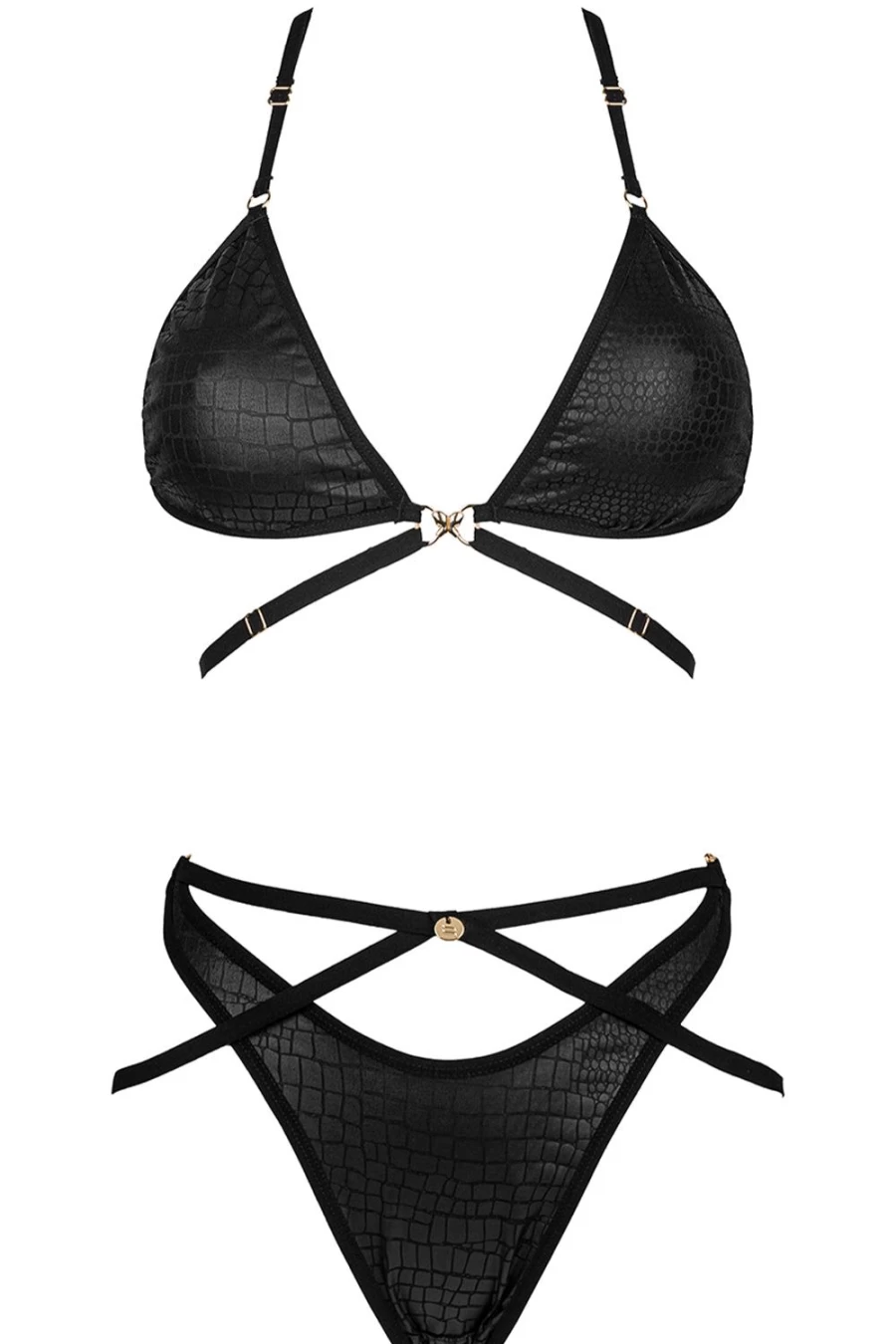 Obsessive Black Cobra Nive Lace Bra & Brief Set