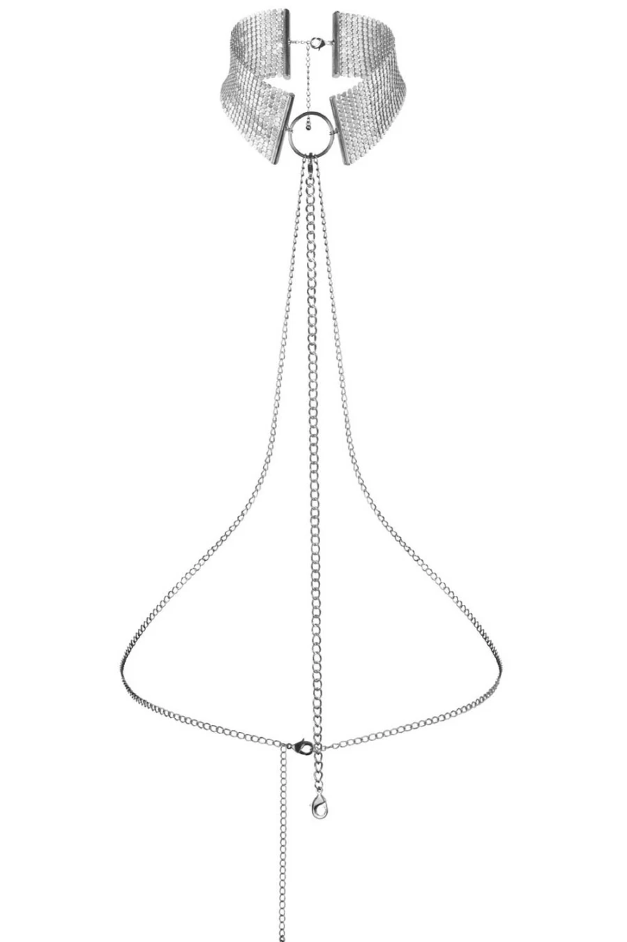 Bijoux Indiscrets Silver Metallic Mesh Chain Collar - Desir Metallique Stylish Necklace