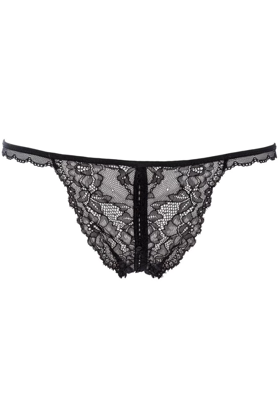 "Maison Close Black Lace Openable Naked Brief - Le Petit Secret"