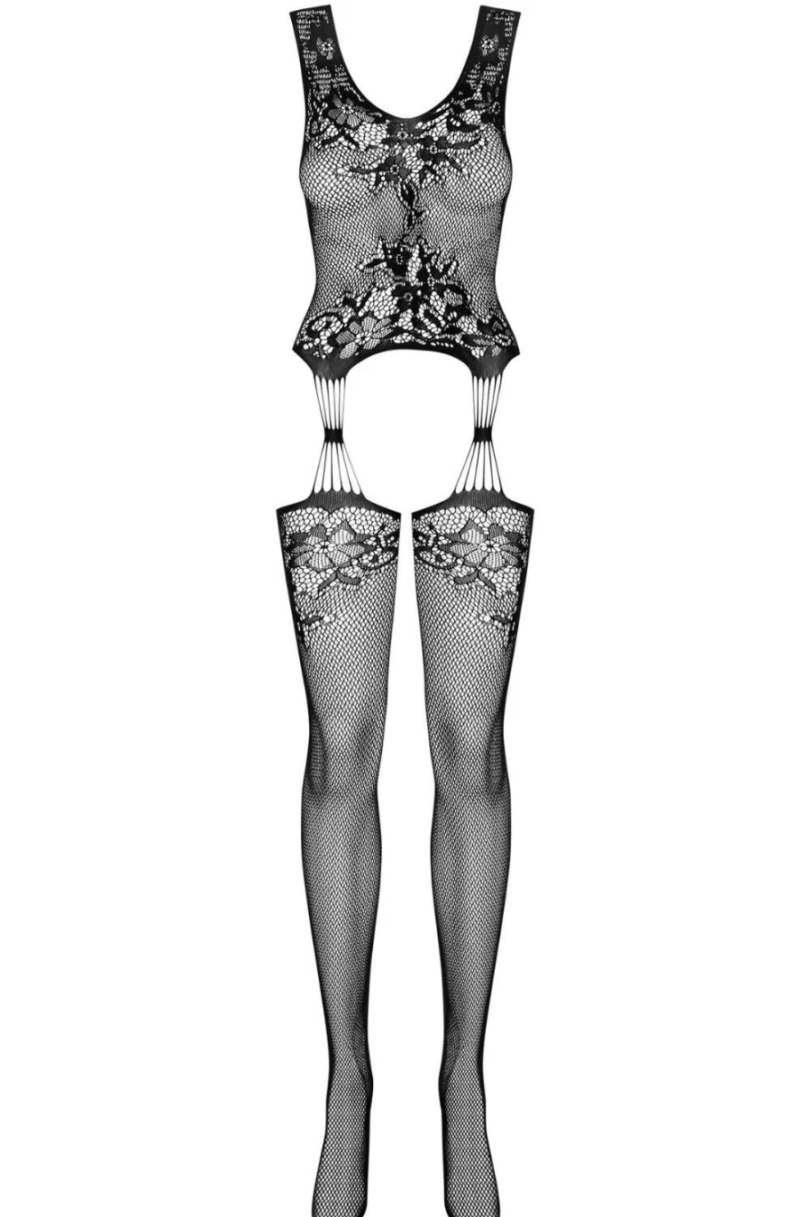 Obsessive F221 Black Bodystocking for Women - Stretchable Full-Body Lingerie