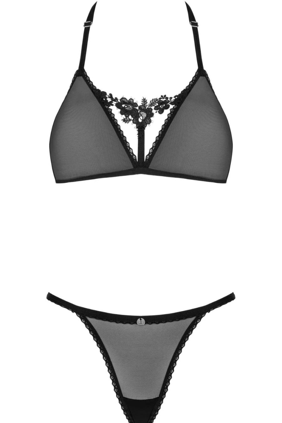Obsessive Celia Noir Black Lace Bra & Thong Set - Seductive Lingerie
