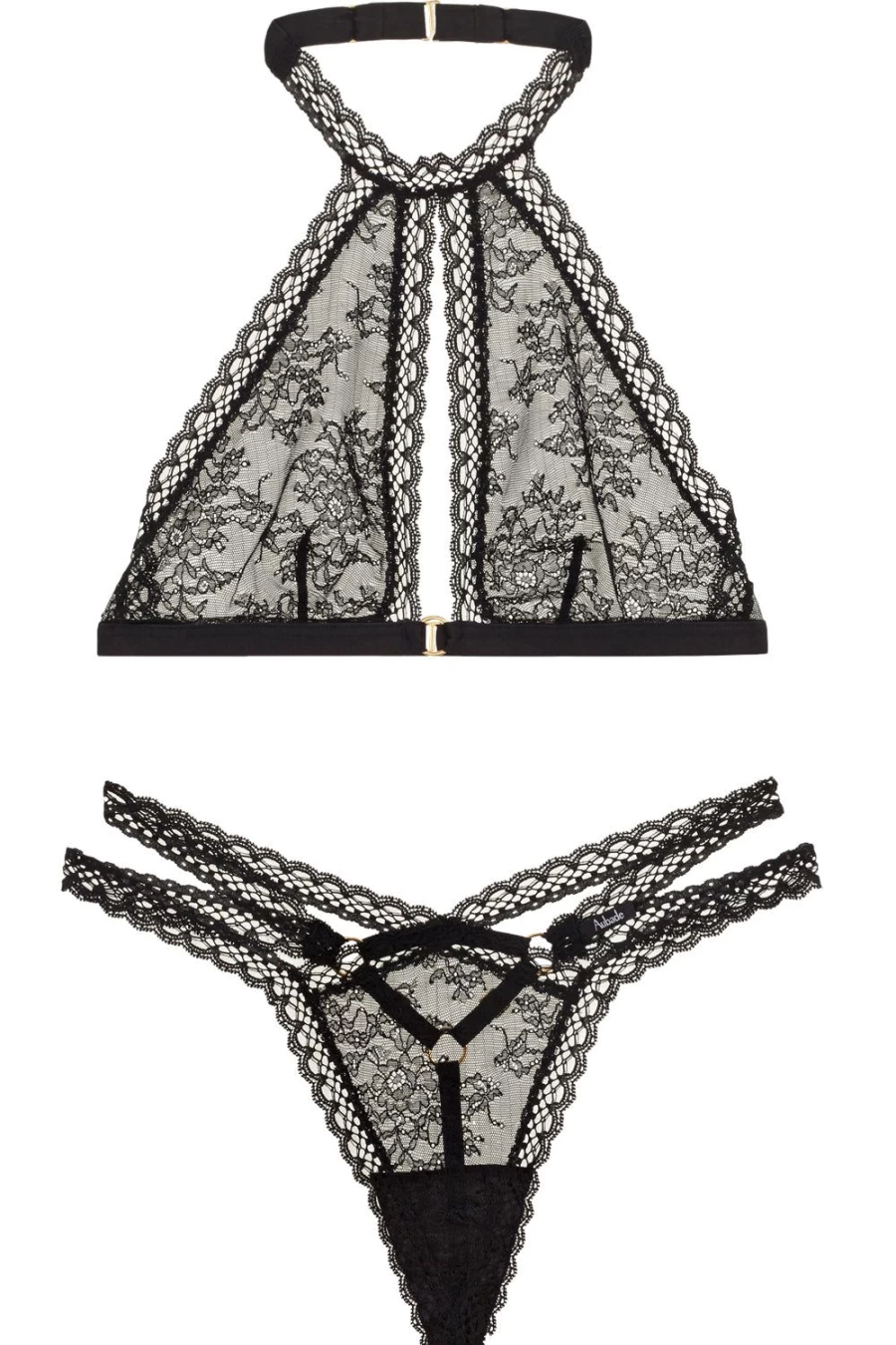 Aubade Black Frisson Ephemere Lace Bralette and Thong Set