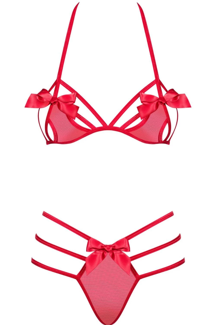 Obsessive Red Lace Bra & Thong Set - Giftella Romantic Gift