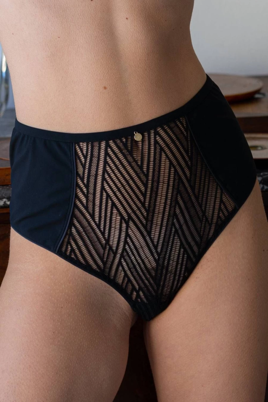 Atelier Amour High Waist Brief - Onde Sensuelle Black Lace Underwear for Women