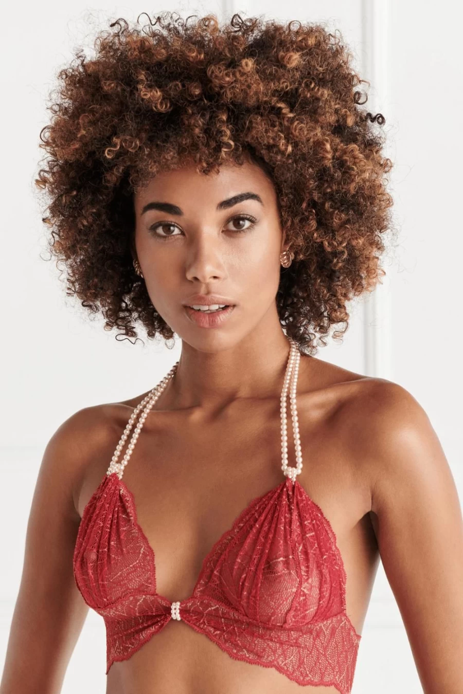 Bracli Red Sydney Pearl Embellished Lace Bra - Elegant Women's Underwear
