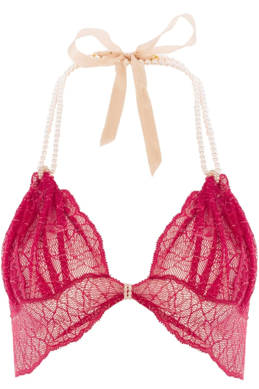 Bracli Red Sydney Pearl Embellished Lace Bra - Elegant Women's Underwear