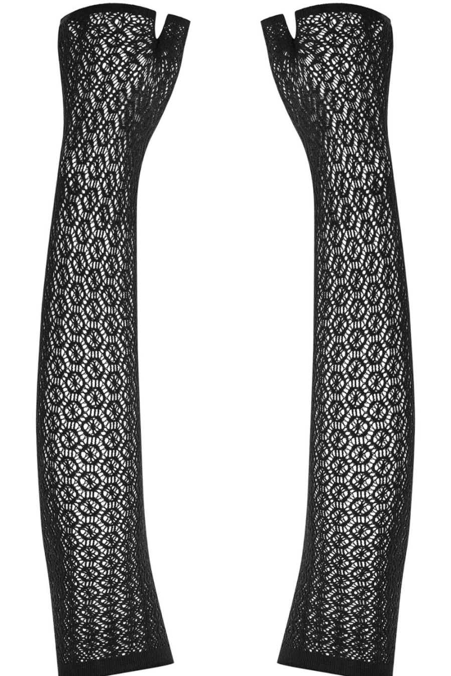 Obsessive Black A772 Long Fingerless Gloves for Men & Women - Breathable & Stretchy Cycling Gloves