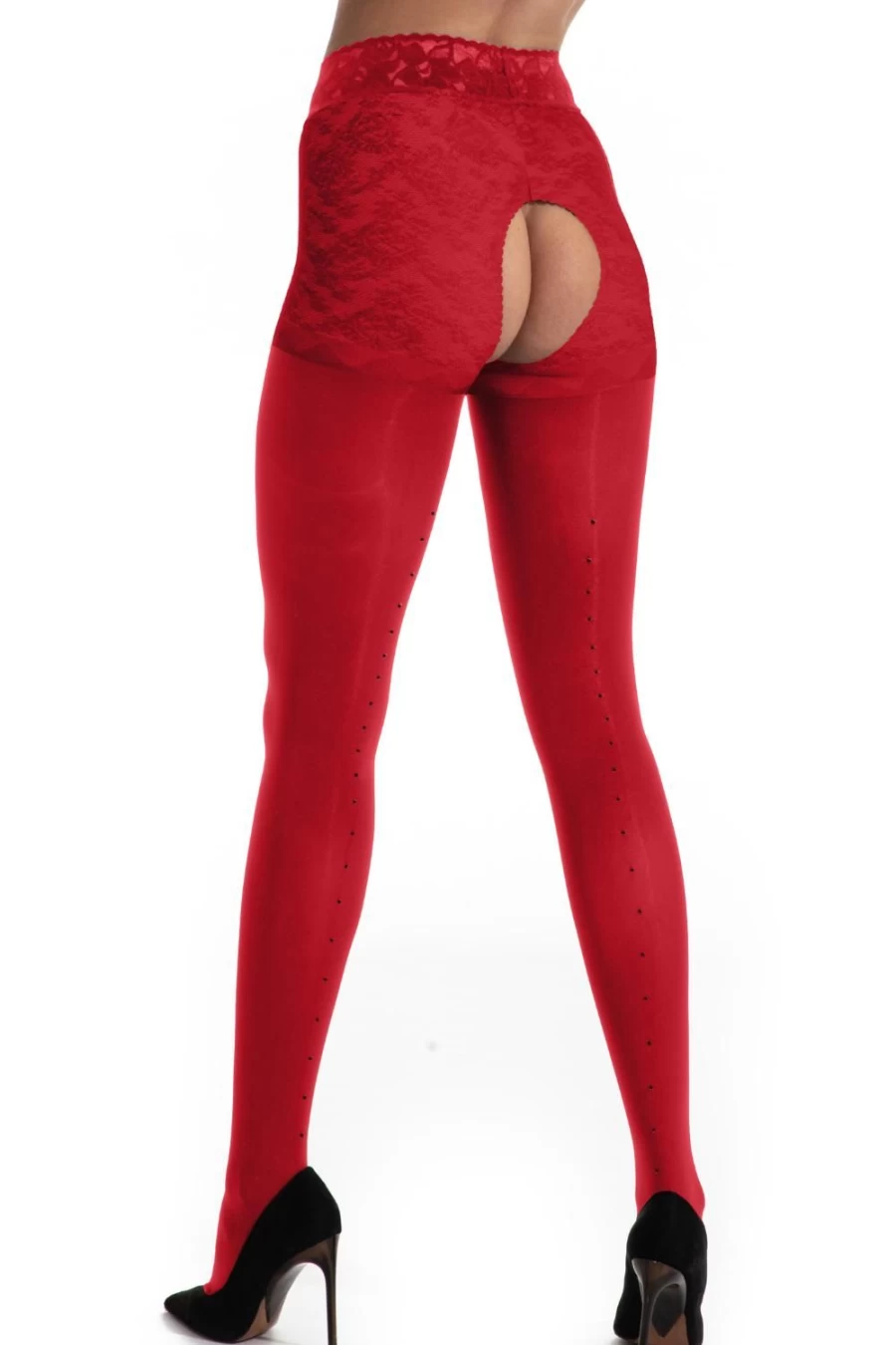 Amour Red Open Crotch Tights 60 Denier High Sheer Sexy Lingerie Stockings