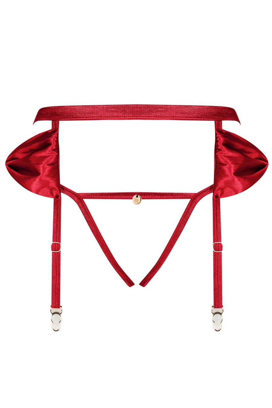 Obsessive Red Suspender Thong & Crotchless Lingerie Set - Rubinesa Style