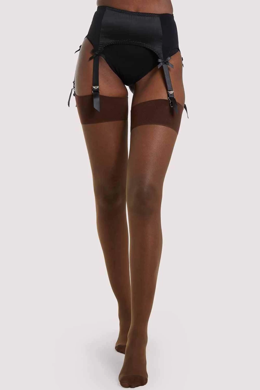 Playful Promises Dark Nude Back Seamed Stockings - Retro High Waist Stockings with Back Seam Detail
