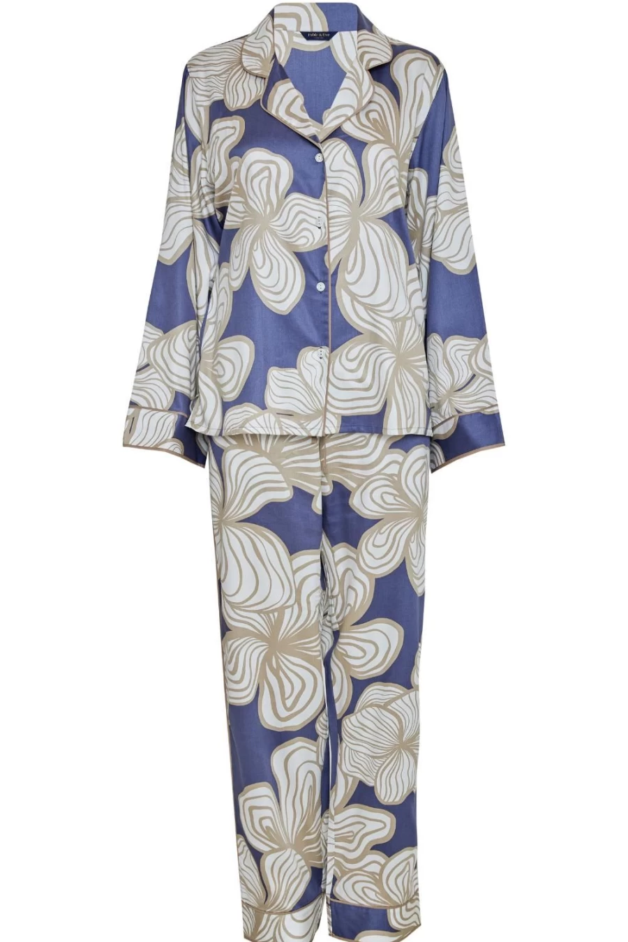 Fable & Eve Slate Blue Floral Print Pyjama Set - Hyde Park Inspired Sleepwear