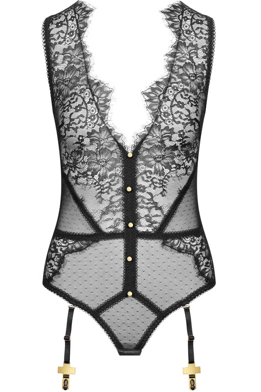 "Maison Close Black Divine Suspender Thong Lingerie Set"