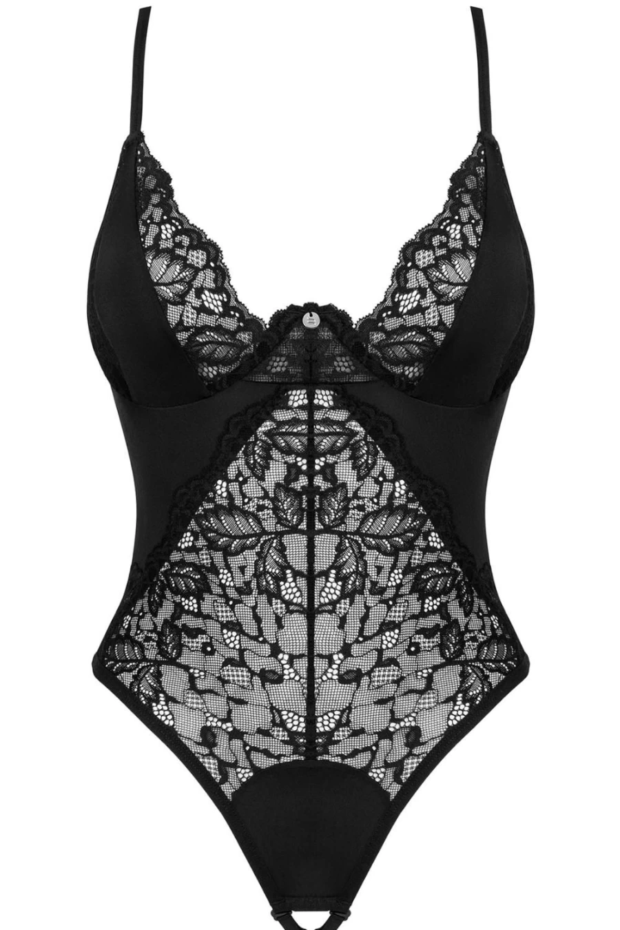 Obsessive Black Bellastia Crotchless Bodysuit - Seductive Lingerie for Women