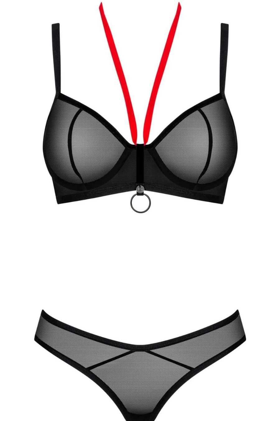 Obsessive Black Glandez Lace Bra and Thong Set - Women's Sexy Lingerie