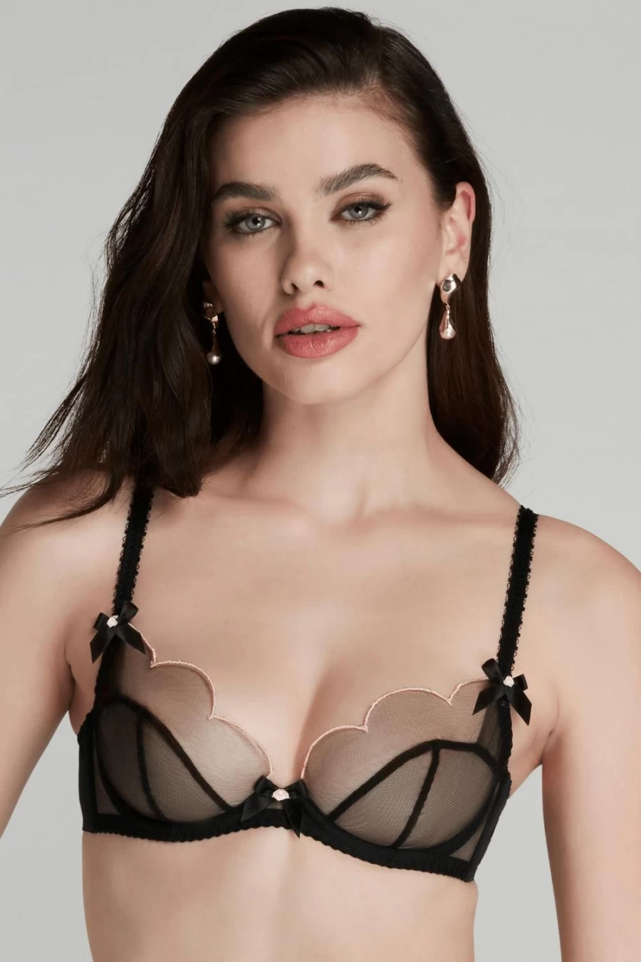 Agent Provocateur Lorna Plunge Underwired Bra - Black & Pink Lace Lingerie for Women