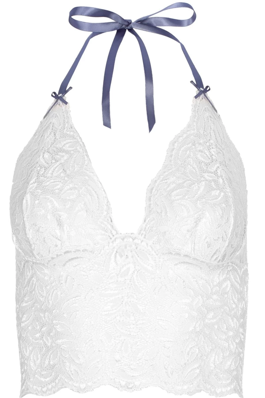Bracli White Paris Sky Longline Bralette - Comfortable Lace Women's Bralette Top