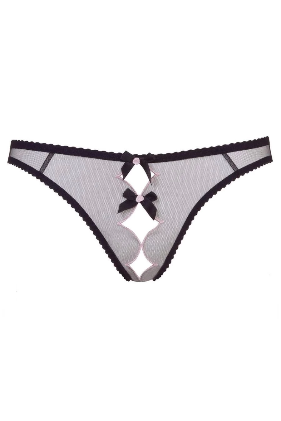 Agent Provocateur Lorna Ouvert Lingerie Set - Black & Pink Lace Bra and Thong