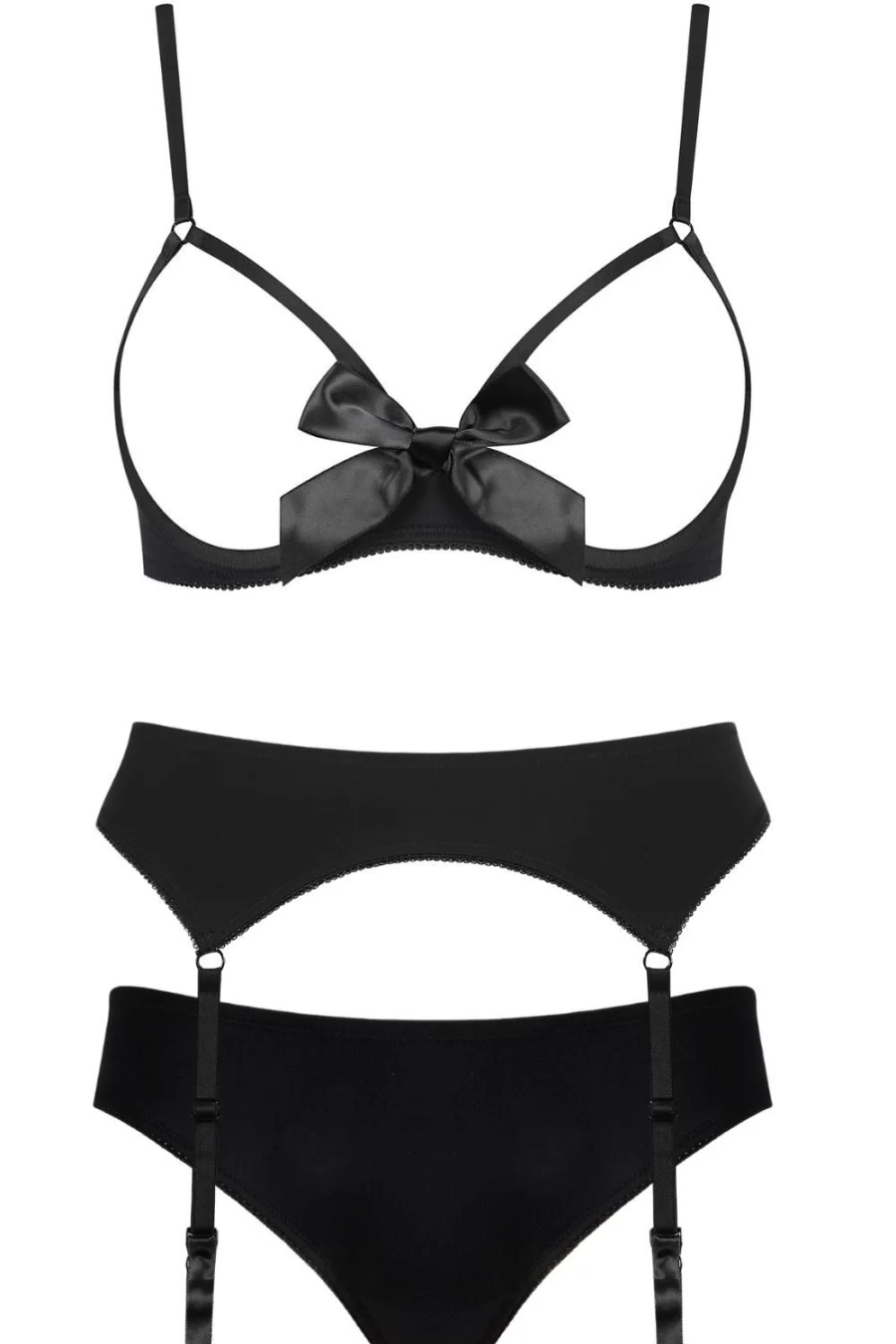 Maison Close Le Petit Secret Cupless Bra with Naked Shorty & Suspender Set