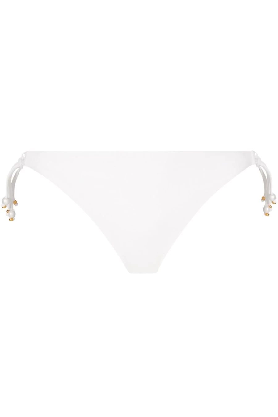 Lise Charmel White Brazilian Bikini Bottom - Elegant Pearl Embellished Swimwear