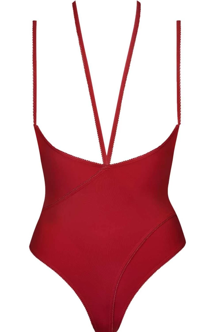 "Maison Close Red Lingerie Set - Le Petit Secret Naked Breast Thong Bodysuit"