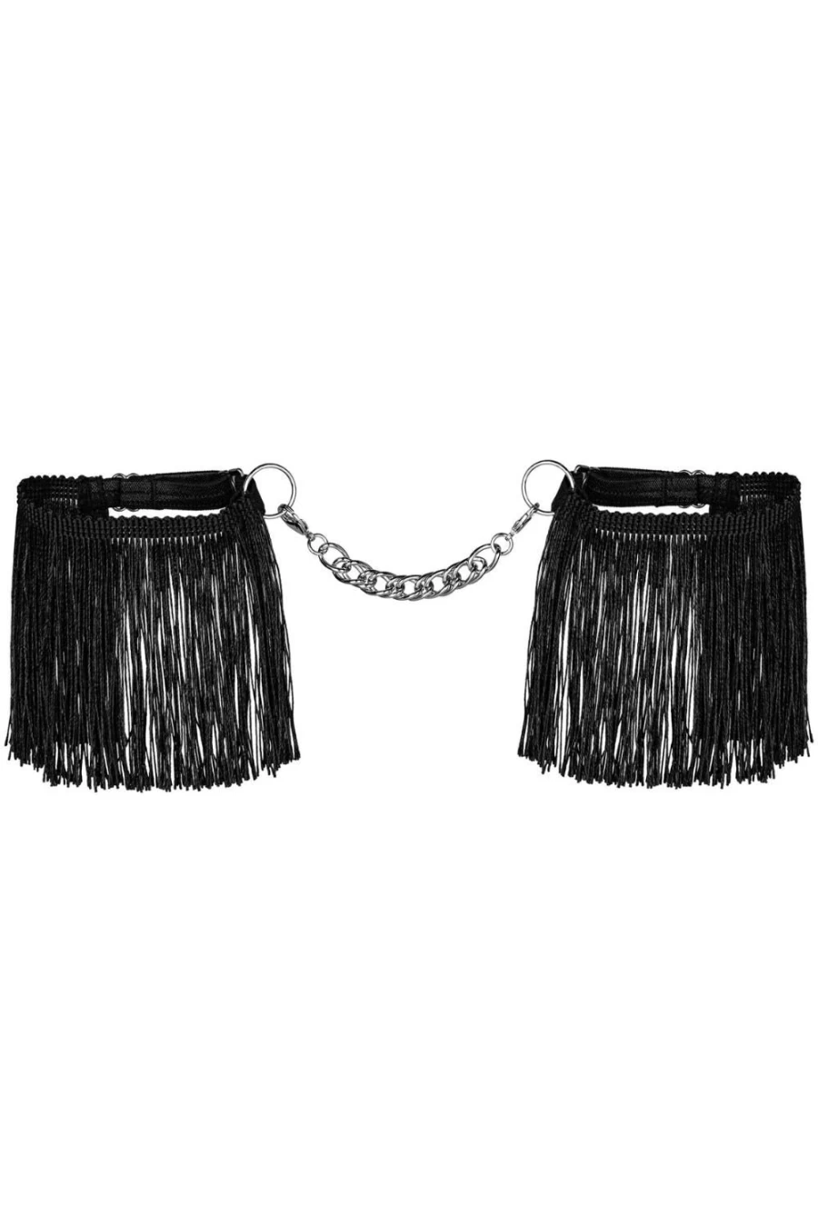 Obsessive Black Sherila Fringe Cuffs - Stylish Boho Hand Accessory for Women