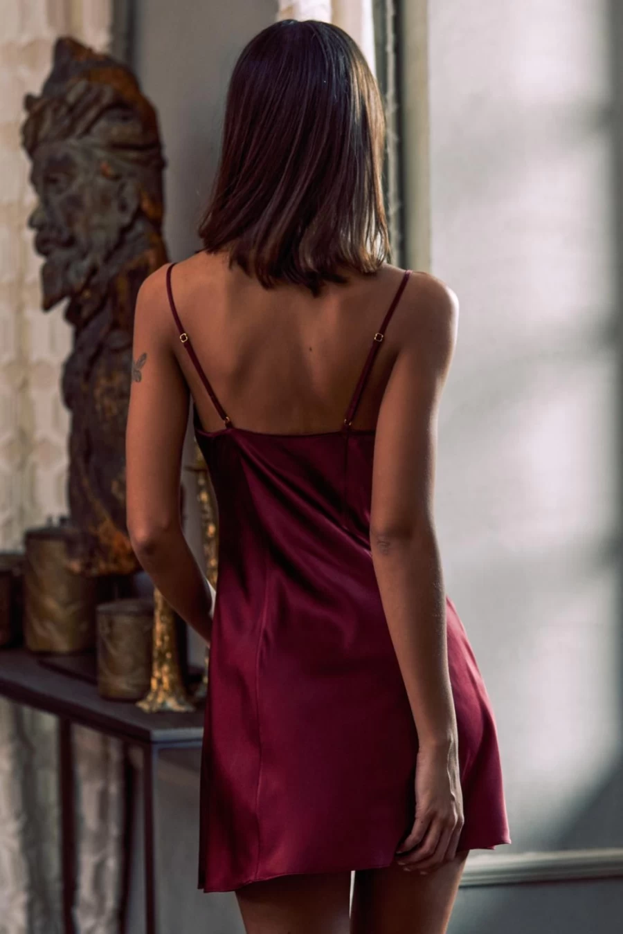 Marjolaine Burgundy Ruby Nightie - Elegant Women's Sleepwear for Comfort & Style