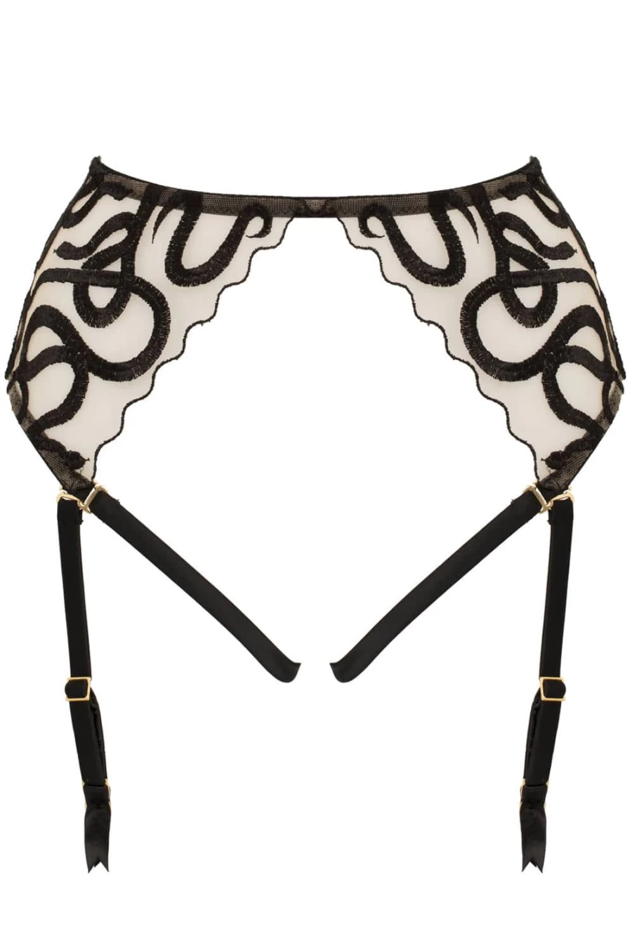Studio Pia Naga Harness Suspender in Jet - Luxury Bondage Styling for Elegant Lingerie