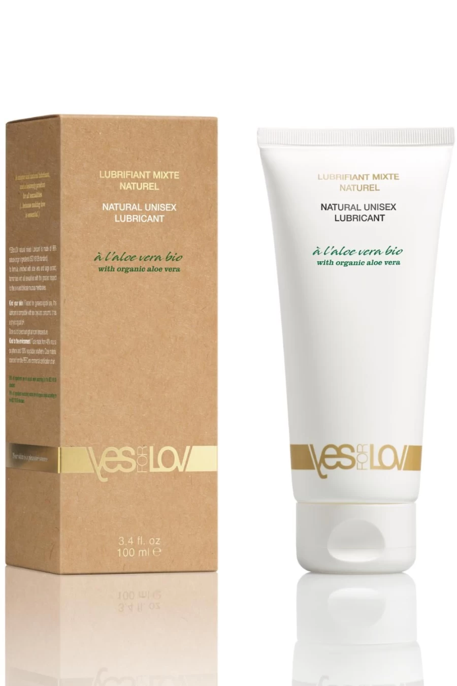 YESforLOV Organic Aloe Vera Natural Personal Lubricant - 100ml Hypoallergenic Moisturizer