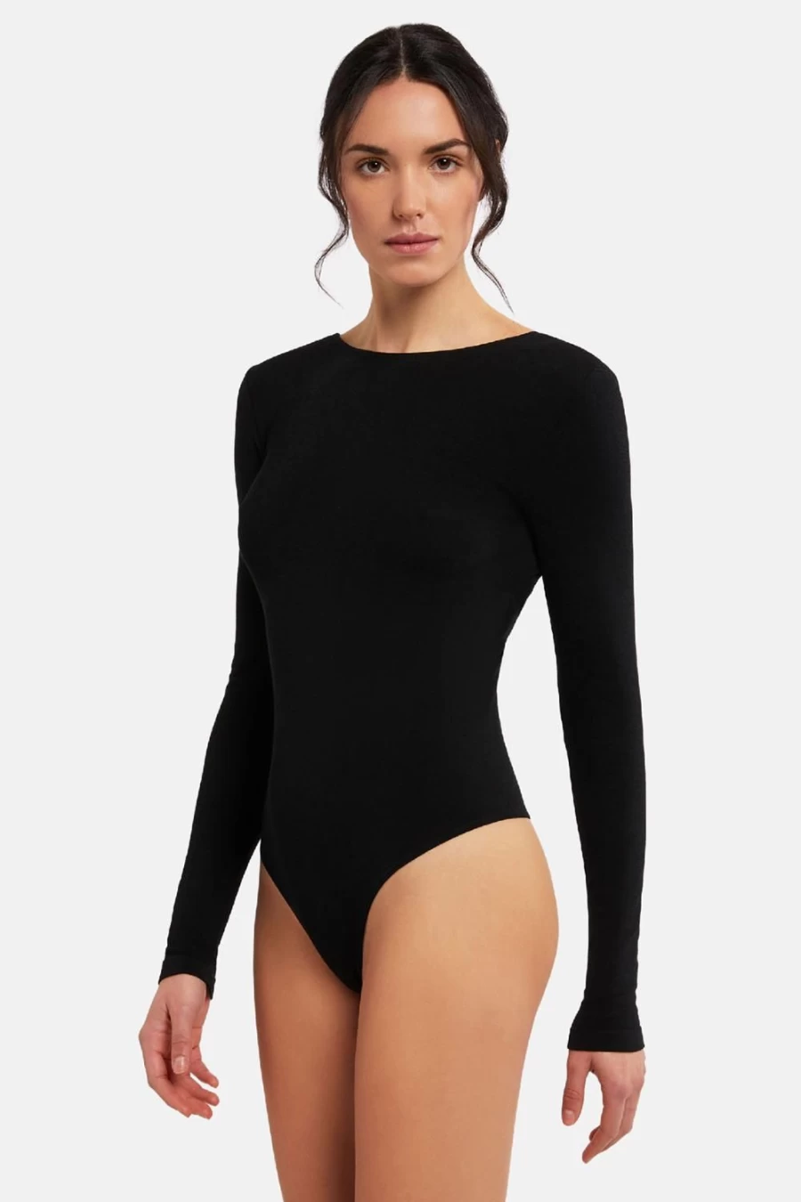 Wolford Memphis Black Long Sleeve Thong Bodysuit