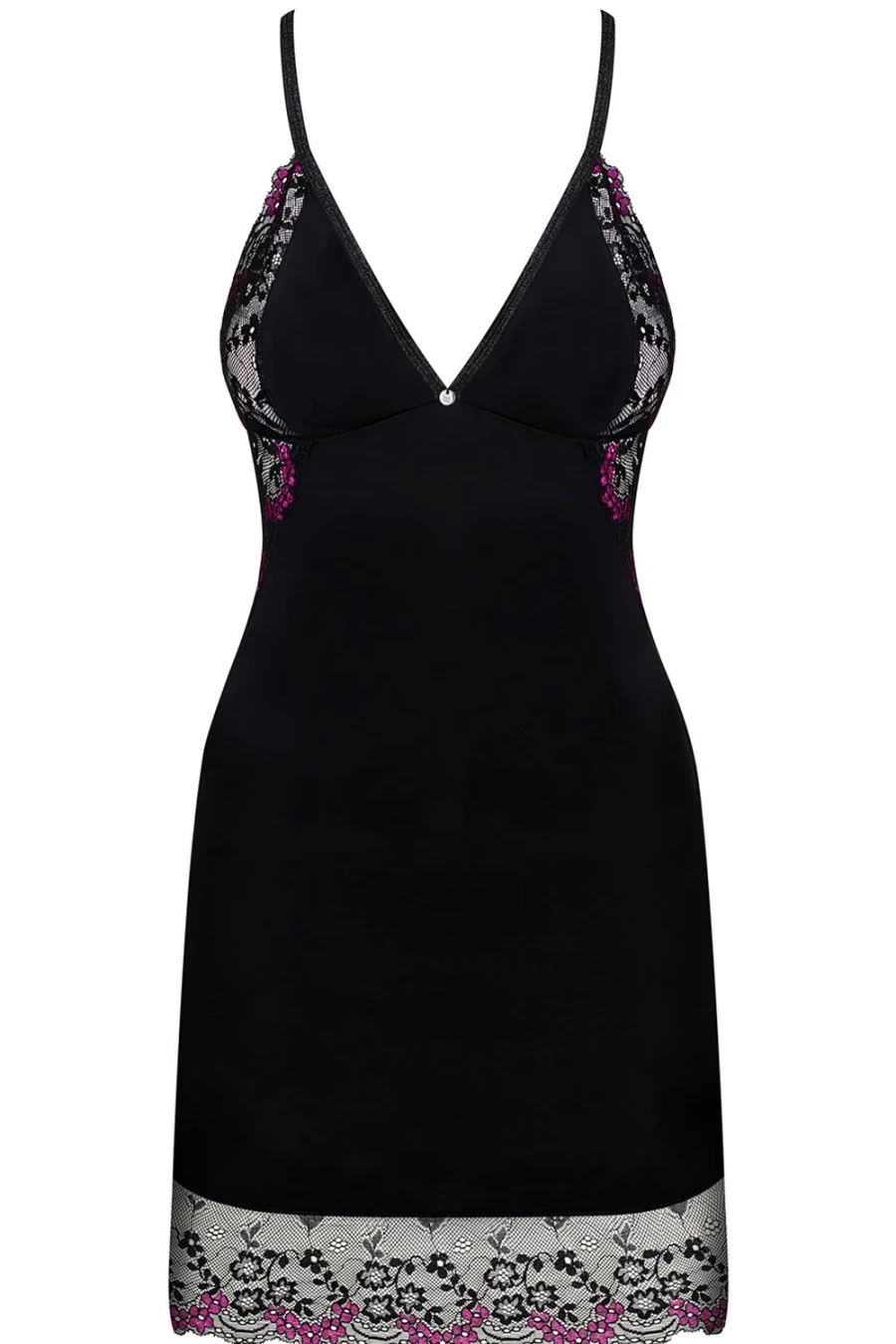 Obsessive Black Lace Chemise & Thong Set - Vanessme Style