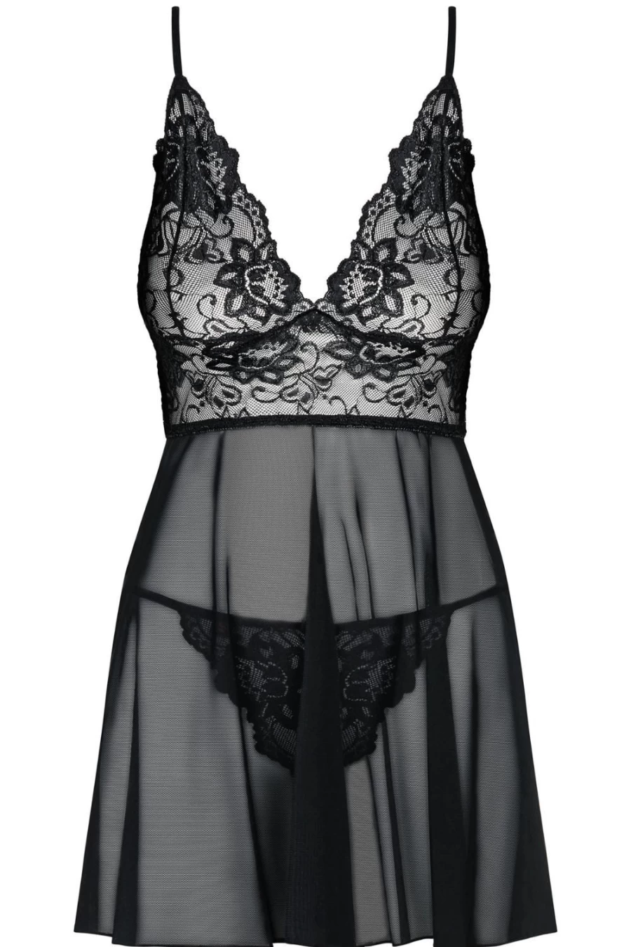 Obsessive Black Idillia Babydoll & Thong Lingerie Set