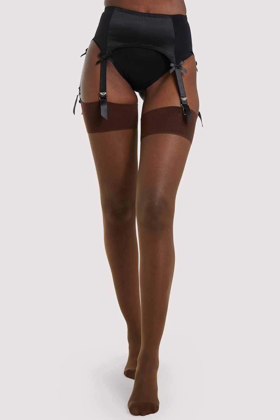 Playful Promises Dark Nude Back Seamed Stockings - Retro High-Waist Stockings with Back Seam Detail