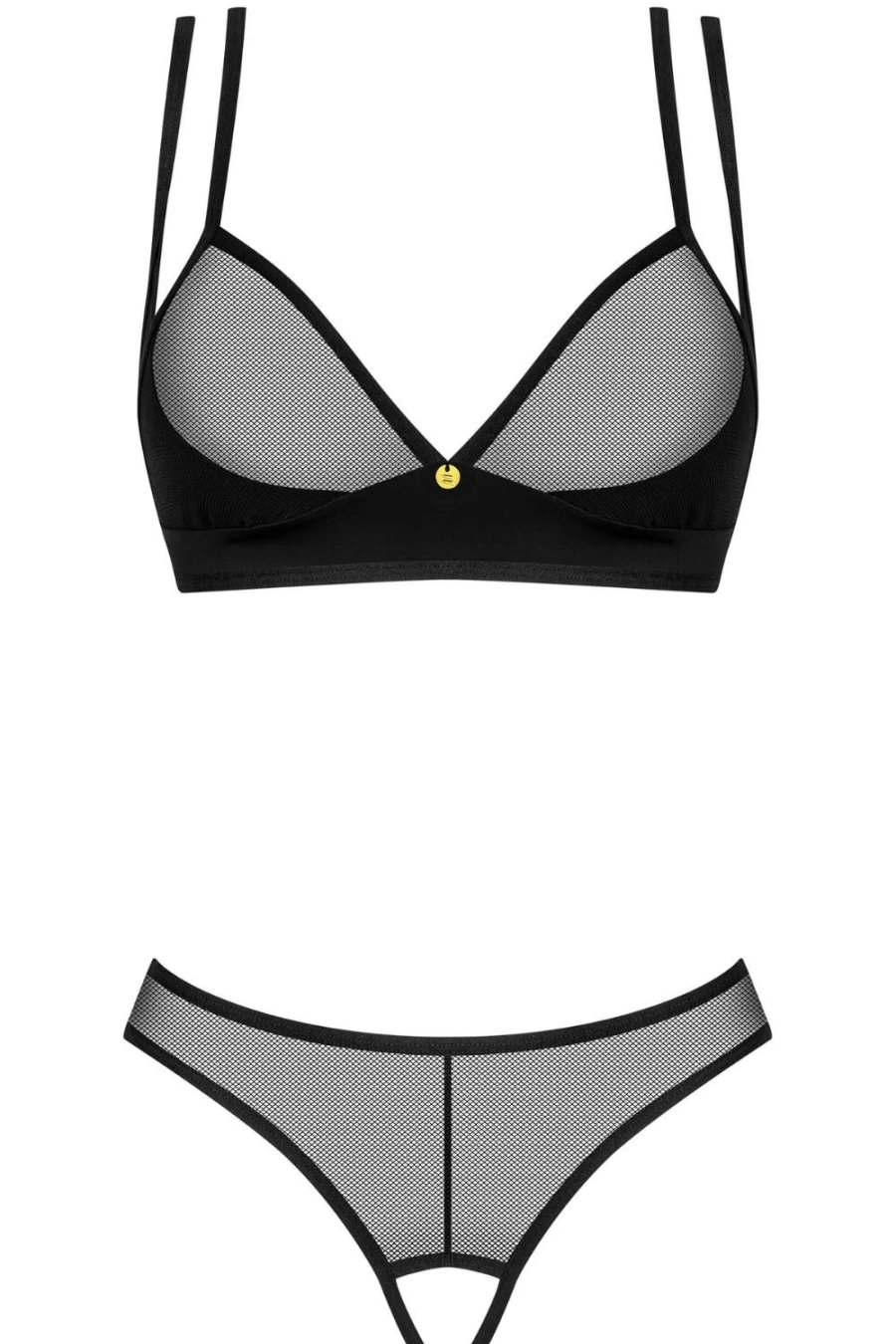 Obsessive Black Nesari Bra & Crotchless Thong Lingerie Set