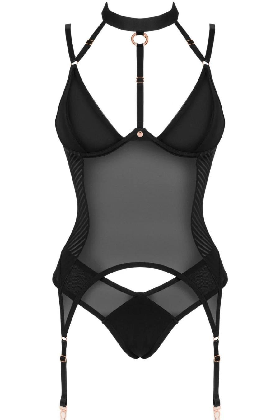 Obsessive Black Brasica Corset & Brief Set - Elegant Lingerie for Women