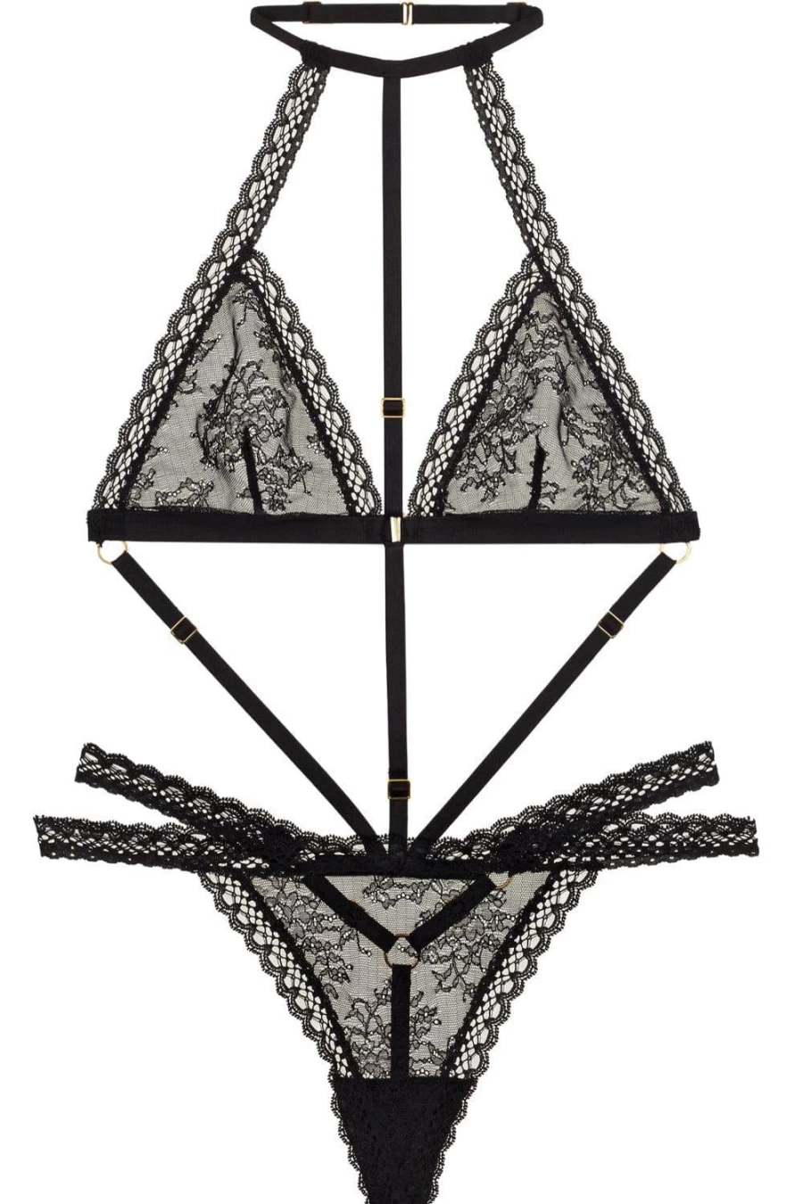 Aubade Black Frisson Ephemere Thong Bodysuit - Lingerie Bodysuit for Women