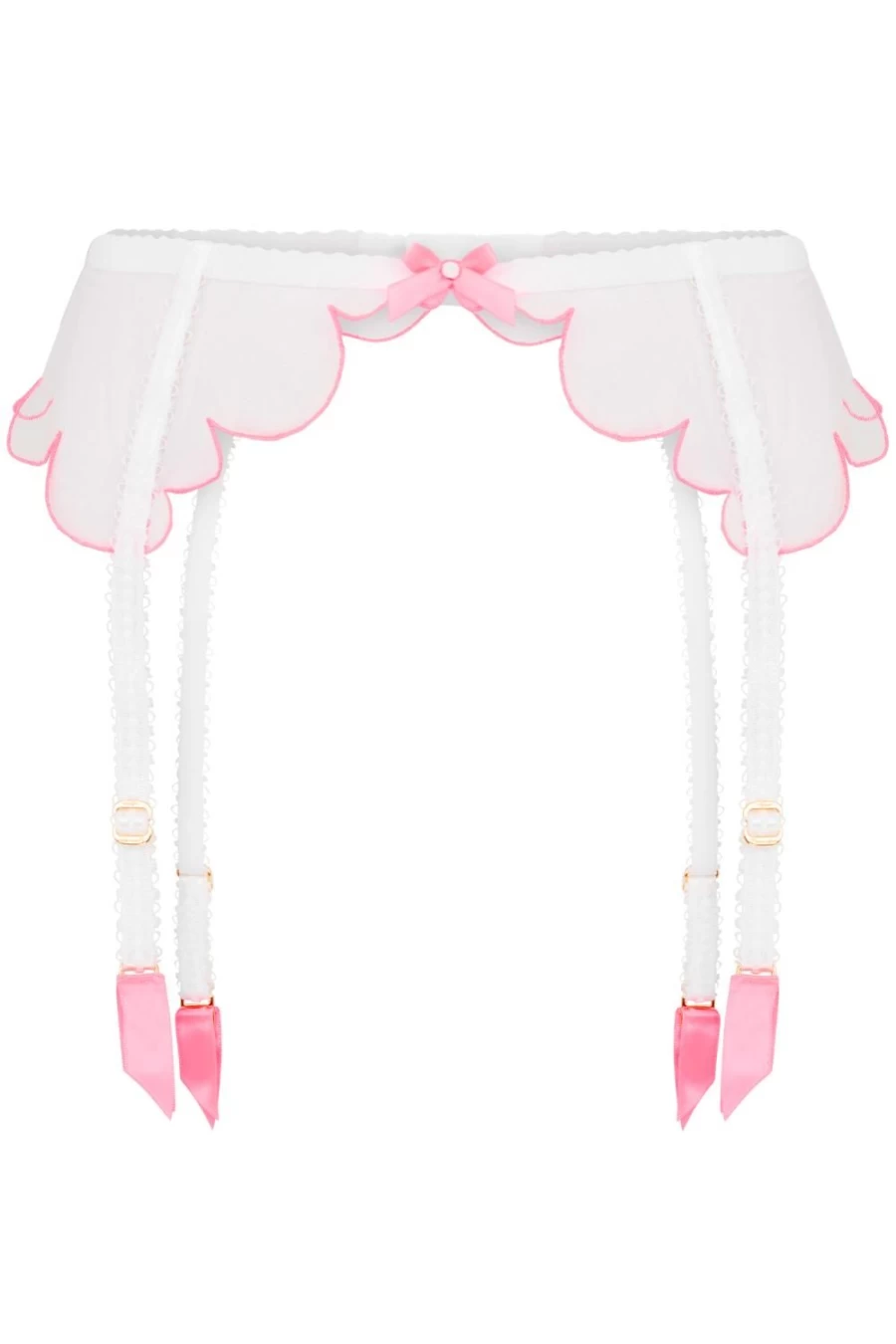 Agent Provocateur Lorna Suspender in White & Pink - Stylish Garter Belt for Women