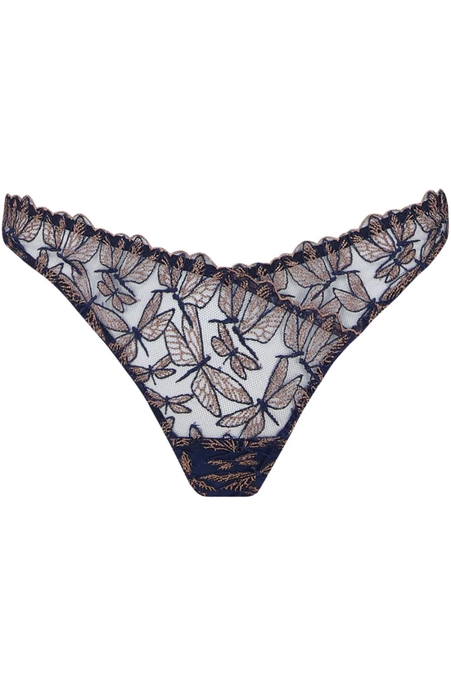 Coco de Mer Odonata Thong in Midnight Blue - Luxurious Lingerie for Women