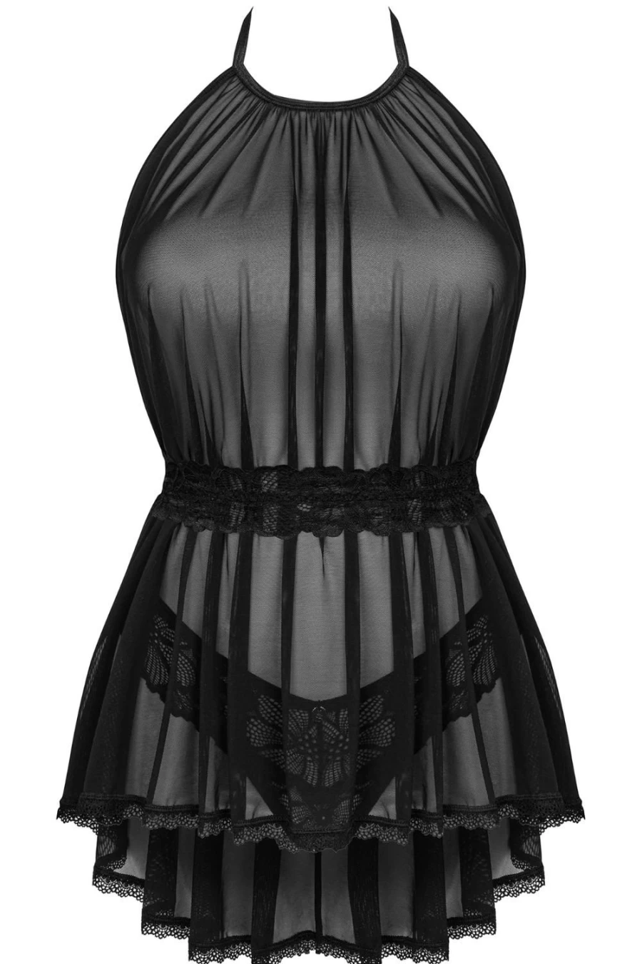 Obsessive Black Serafia Babydoll & Thong Lingerie Set