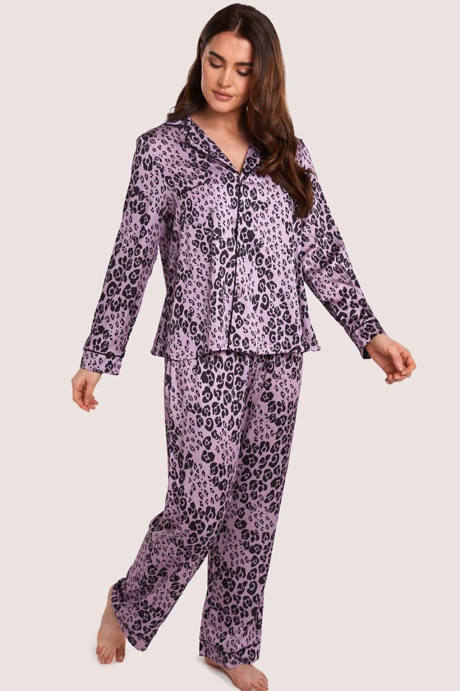 Wolf & Whistle Lilac Animal Print Pyjama Set - Kaylee Sleepwear